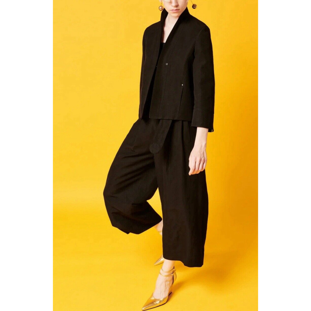 Akris Punto NWT Black Linen Blend Shawl Collar Blazer Jacket Size 12 MSRP $1390